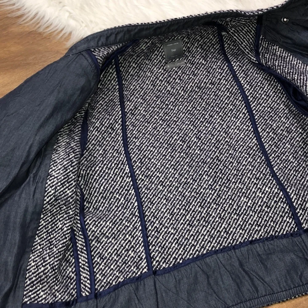 Gap size small Moto blue tweed zippered jacket - Picture 7 of 8